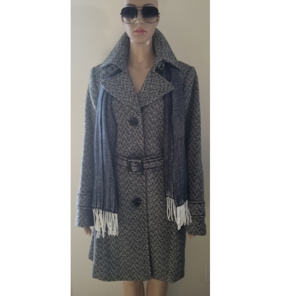 Giacca Brand Women's Black/White Tweed Peacoat XL